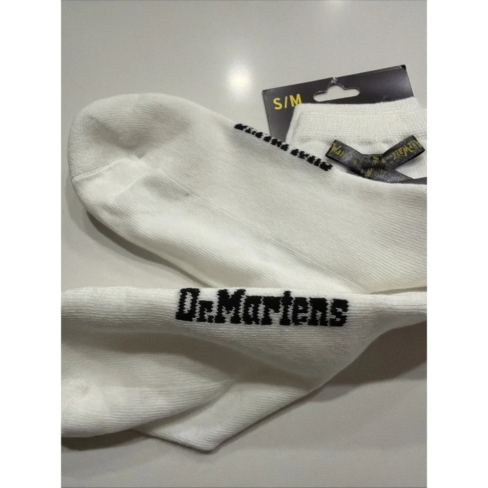 Dr Martens AD044100 White Bow Crew Socks Cotton Blend S/M NWT